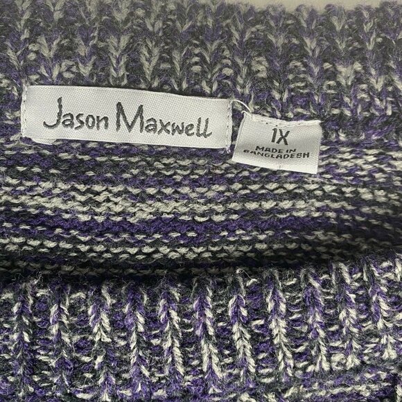 Jason Maxwell Sweater Womens 1X Purple Marled Tunic‎ Pockets Fairy Cottagecore - Picture 4 of 11